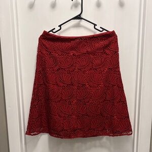 LOFT Scarlet A-Line Lace Skirt
